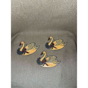 Vintage Glass Suncatchers Christmas Wreaths Swans 3 piece lot MCM